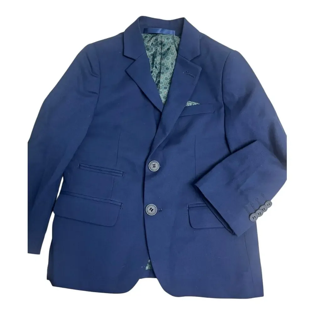 Isaac Mizrahi Two Button Blue Blazer Suit Jacket, Wool Blend | Boys Sz 5 NWT
